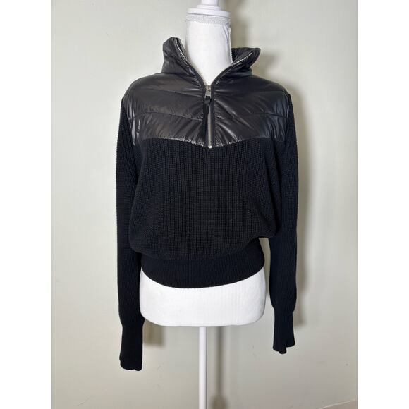 Varley Mixed Media Long Sleeve Sweater Quarter Zip Pullover Sz M - Picture 2 of 3